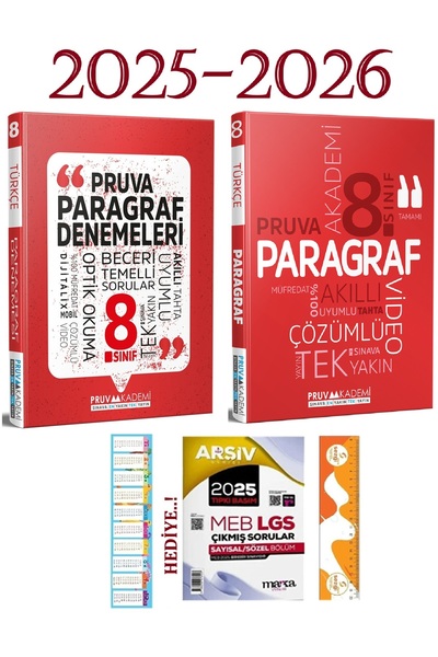 Pruva Akademi 8. Sınıf Paragraf Soru Bankası ve Paragraf Denemeleri 2 Kitap+L...