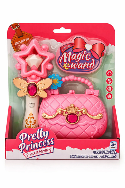 OEM Set Pretty Princess cu bagheta magica si gentuta roz, 25x21.5cm