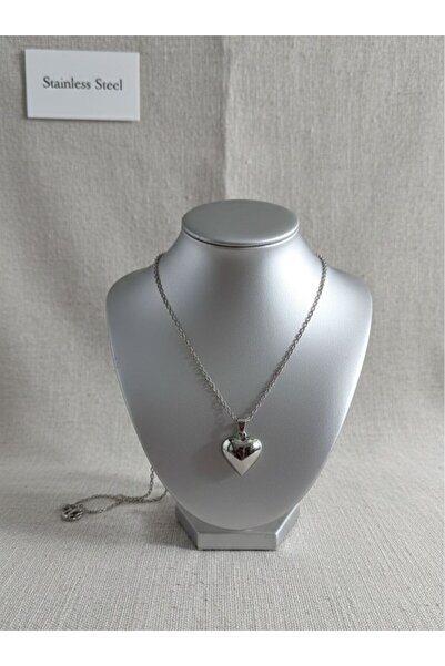 OBLİVİON Paslanmaz Çelik Kalp Kolye – Stainless Steel Gümüş Renk Sevgililer G...