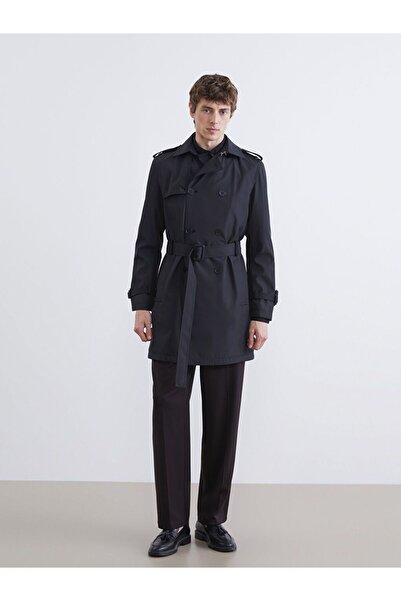 LC Waikiki Southblue Standard Fit Jacket Collar Gabardine Men's Trench Coat