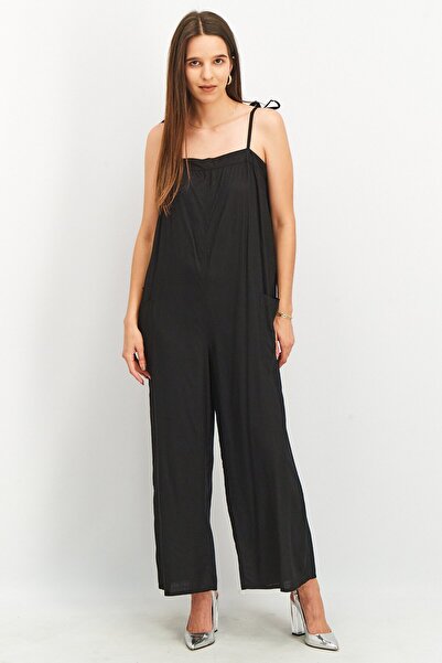 ASOS Women Plain Tie Sleeve Jumpsuit, Black