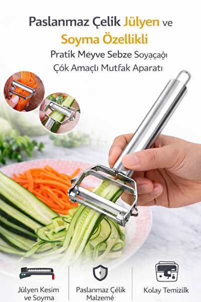 Hane Dostu Paslanmaz Çelik Jülyen ve Soyma Özellikli Pratik Meyve Sebze Soyac...