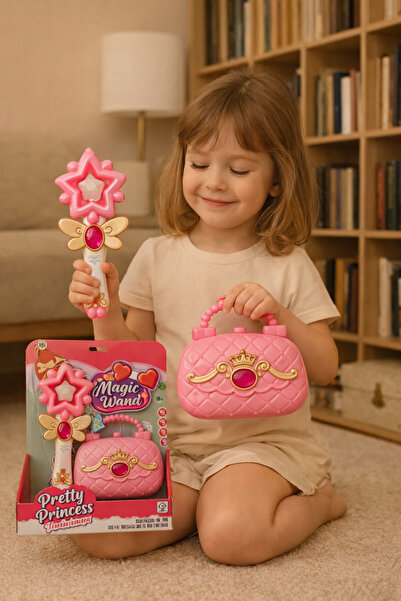 OEM Set Pretty Princess cu bagheta magica si gentuta roz, 25x21.5cm