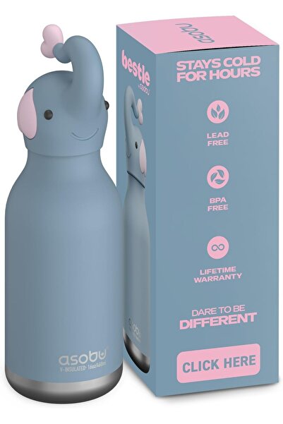 Asobu Bestie Bottle Children's Thermos Water Bottle with Jellyfish Figure – S...