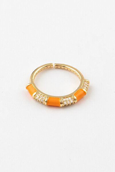 Sortie Aksesuar خاتم قابل للتعديل بحجر الزركون والمينا