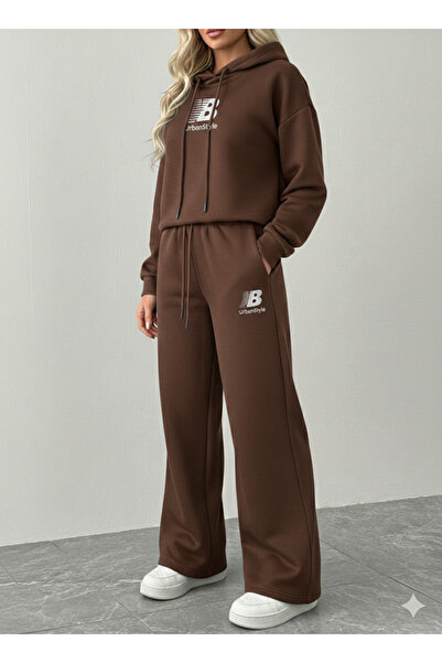 NİCE Mininal Women's Oversized Baggy Tracksuit Set |   Winter Thick 3 Thread ...