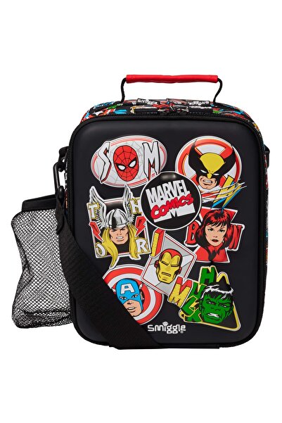 SMIGGLE Marvel Licensed Hardtop Lunch Box – with Strap, Hard Protection, Black