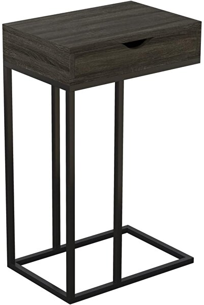 Generic Safdie & Co. Grey Wood Black Metal With Drawer Accent End Table