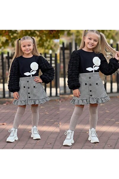 KOKOŞ BEBEK Σετ Φούστας για Κορίτσια με Λεπτομέρεια Μανικιών Κούκουλας - Ηλικ...