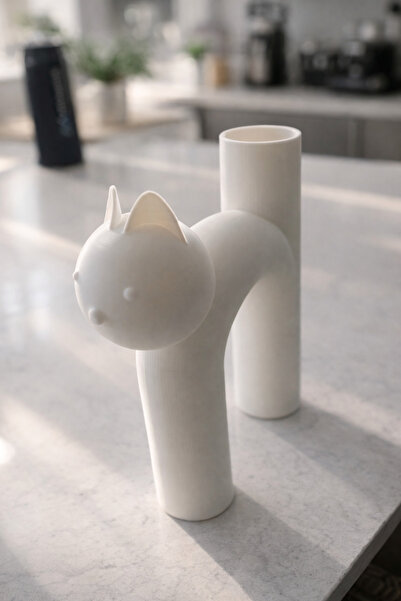 Vescarri Kedi Figürlü Dekoratif Vazo