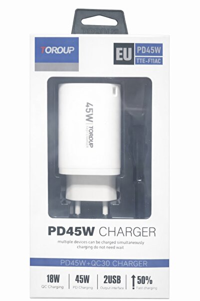 Toroup Încărcător Rapid 45W USB-C & USB-A + Cablu iPhone Lightning