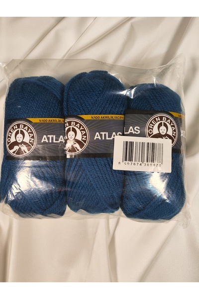 Ören Bayan ATLAS Petrol Mavi El Örgü İpi (3 Adet) - Renk: 101
