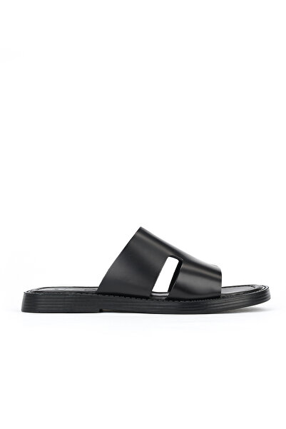 Ziya , Men's Genuine Leather Slippers 1611045Zm111 Black