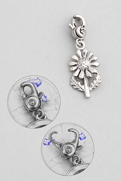 So CHIC... Ayçiçeği 18 Ayar Beyaz Altın Kaplama Gümüş Charm