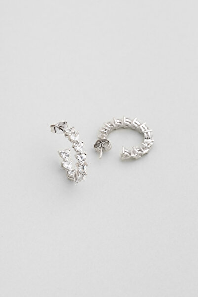 So CHIC... Love 18 Ayar Beyaz Altın Kaplama Gümüş Halka Küpe