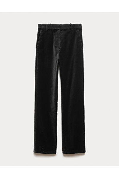 Marks & Spencer Pamuk Karışımlı Kadife Düz Paça Pantolon