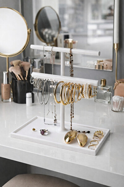 Vescarri حامل مجوهرات مزخرف وحامل مجوهرات - منظم مجوهرات لسطح المكتب