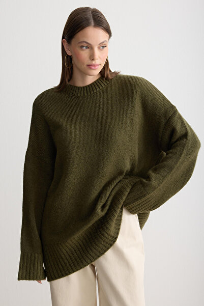 MATTİMODA Oversize Basic Kadın Uzun Kazak