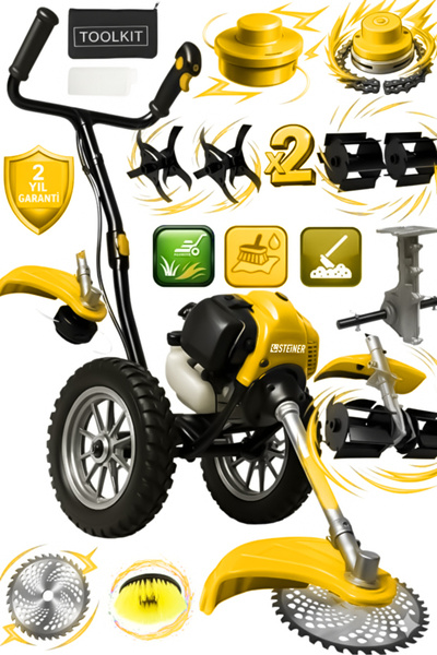 STEİNER S 5200 Tekerlekli Benzinli Motorlu Ot Çalı Tırpanı Çim Biçme Makinesi...