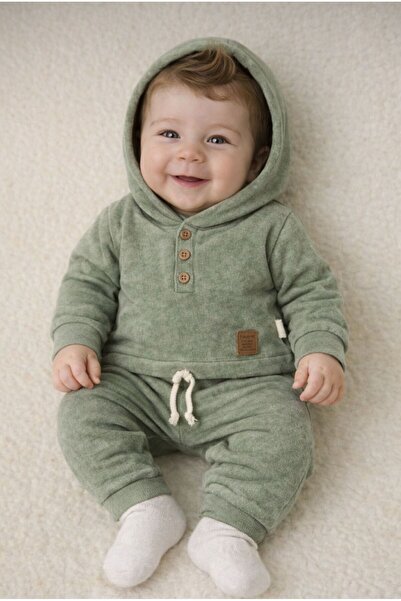 KOKOŞ BEBEK Suede Print Baby Boy Tracksuit Set - 3/18 Months - 31617