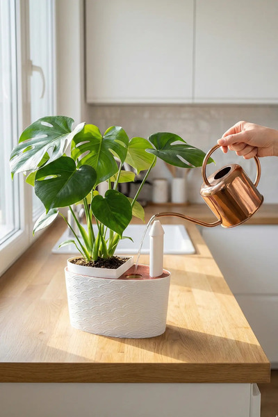 N NOXXO Su Seviyesi Göstergeli Akıllı Saksı - 3D Tasarım Modern Bitki Bakım Seti