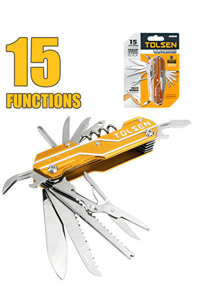 TOLSEN سكين تولسن متعددة الوظائف 15 في 1، أداة جيب ستانلس ستيل قابلة للطي للر...