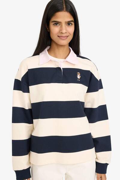 DeFacto Loose Fit Polo Neck Sweatshirt Fabric Sweatshirt G8070Ax26Sp