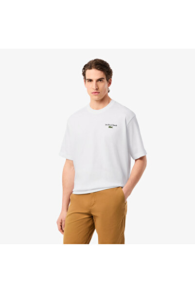 Lacoste Heavy Fit Printed Erkek Beyaz T-Shirt