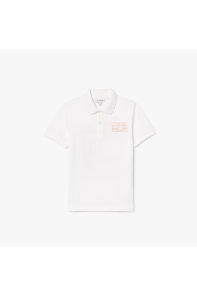 Lacoste Çocuk Baskılı Beyaz Polo