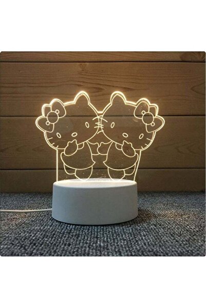 Kutis مصباح ليلي ثلاثي الأبعاد بتقنية LED على شكل هيلو كيتي، أصفر اللون