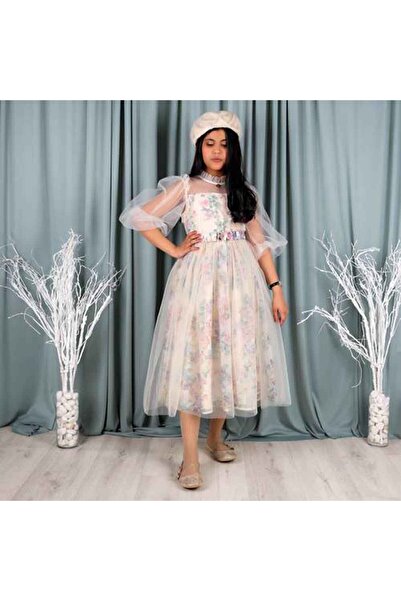 Mamnon Beige floral dress