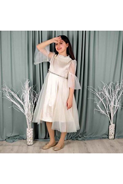 Mamnon Beige gold tulle dress