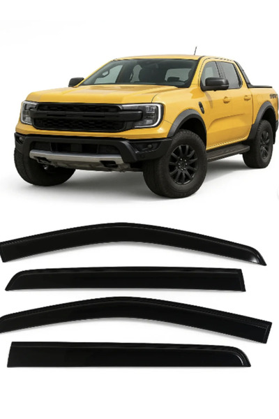 TMZ Garage Ford Ranger T9 Cam Rüzgarlığı 4’lü Set | Piano Black Yağmur Rüzgar...