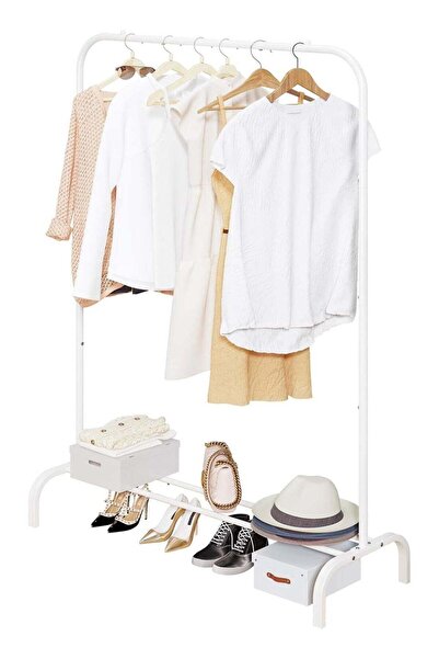 BLOOMING TIME رف ملابس متين وقابل للنقل مزود برف معدني سفلي لتجفيف المعاطف وا...