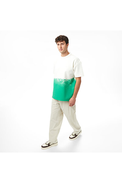 Lacoste x House of SuperStep Renk Bloklu Erkek Yeşil T-Shirt