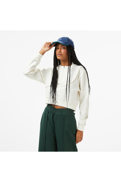 Lacoste x House of SuperStep Bisiklet Yaka Kadın Beyaz Sweatshirt