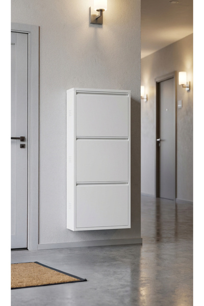 OVROL Üçlü Metal Ayakkabılık Premium Beyaz