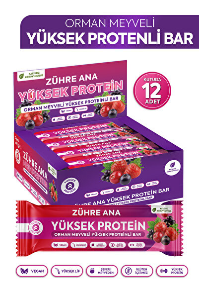 Zühre Ana Orman Meyveli Yüksek Proteinli Bar, Şeker İlavesiz 40 gr x 12 Adet