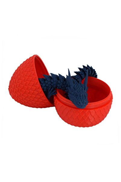 Sani Figurină, Dragon în Ou 90 x 115 mm, Roșu, Albastru Închis