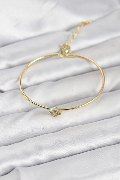 Epilons سوار نسائي من الزركون على شكل ورقة البرسيم موديل Bfs بلون ذهبي