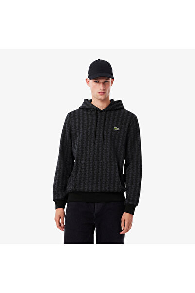 Lacoste Monogram Erkek Siyah Hoodie