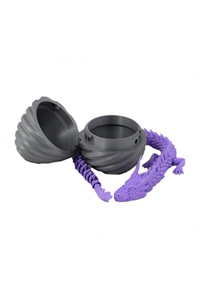 Sani Φιγούρα Sani, Δράκος σε σπιράλ αυγό 90 x 120 mm, Ασημί, Μωβ