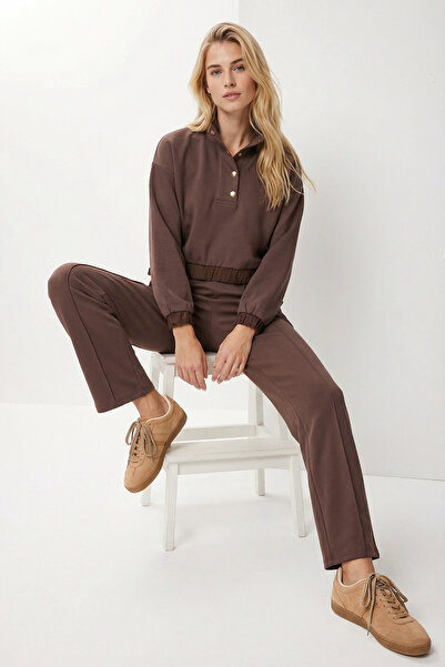 Lovelyİstanbul Mock Neck Parachute Paneled Modal Suit Lby0039 Brown