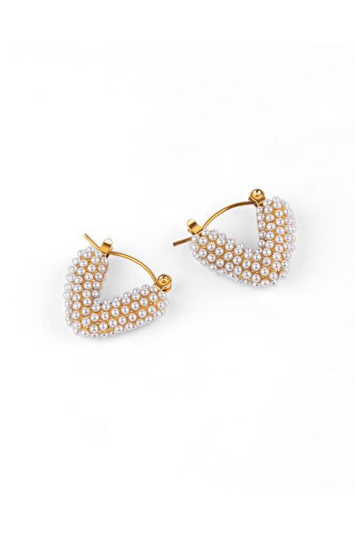TAAHIRA V Shape Pearl Studded Earrings