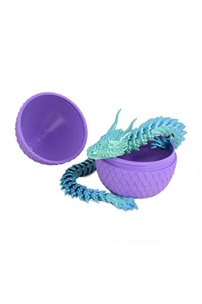 Sani Figurină, Dragon în Ou 90 x 115 mm, Mov, Albastru Deschis