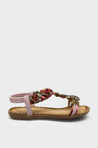 Guja صندل كاجوال بتفاصيل حجرية للفتيات باللون الوردي BLG23Y157-6