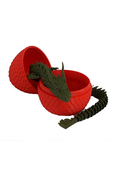 Sani Figurine, Dragon in Egg 90 x 115 mm, Red, Dark Green