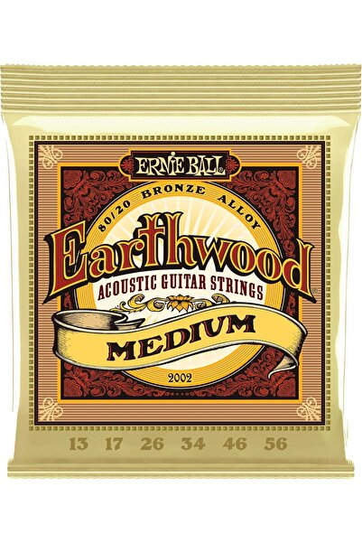 Ernie Ball Earthwood Medium 80/20 Bronze Acoustic Guitar Strings, 13-56 Gauge