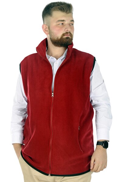 ModeXL Mode XL Men's Fleece Vest Mock Neck Zippered 22549 Claret Red