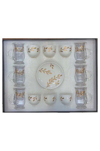 ALQANNAS 18-Piece Laser-Engraved Tea Glass & Coffee Cup Set | Elegant Golden ...